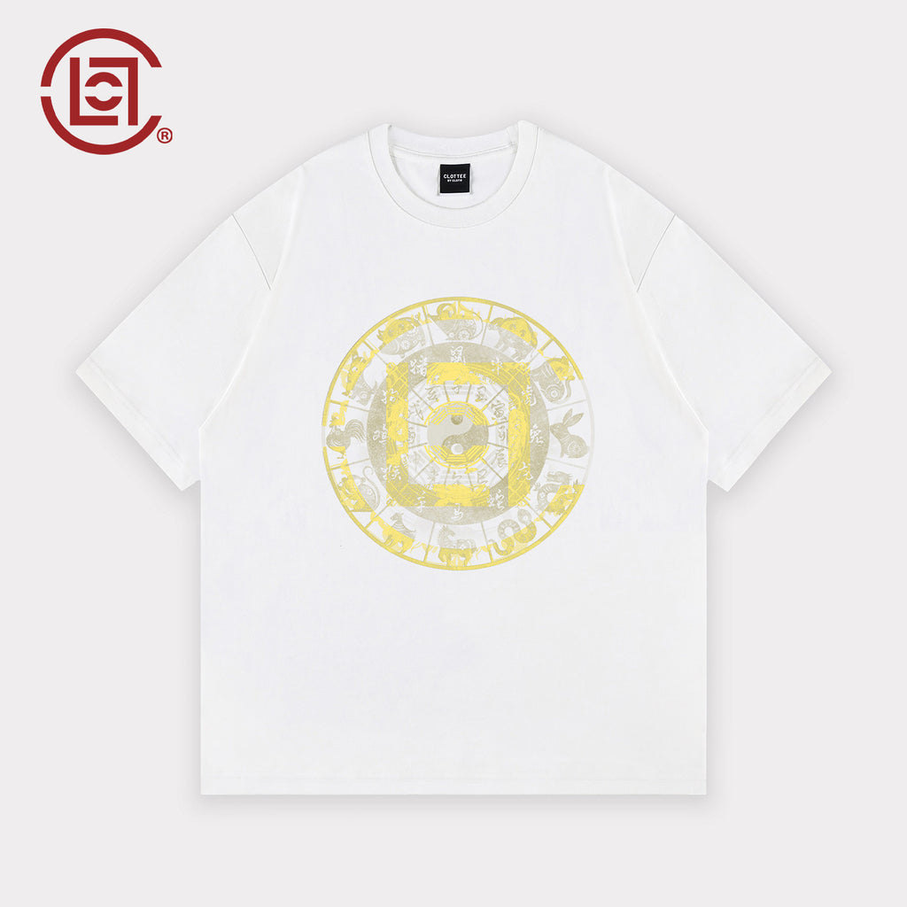CLOTTEE by CLOT, Chinese-style compass print loose short-sleeve T-shirt, unisex summer cooling pure cotton top K