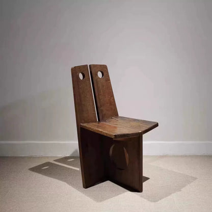 Artist round hole chair, backrest chair, solid wood wabi-sabi style dining chair, home leisure chair