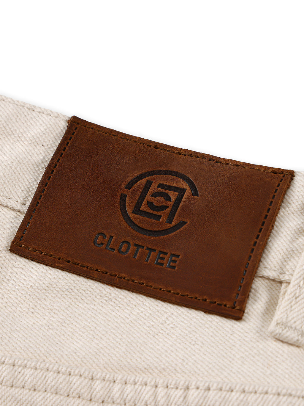 CLOTTEE by CLOT Off-White Loose Washed Jeans for Men, Pure Cotton Straight-Leg Casual Long Pants for Autumn, K