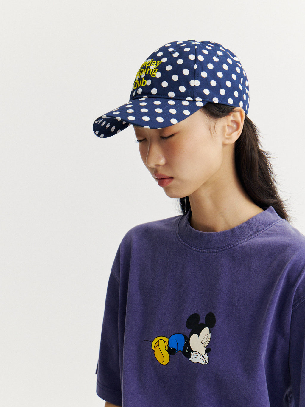 Monday Sleeping Club & DISNEY collaboration collection "Sleeping Mickey" washed printed short-sleeve T-shirt