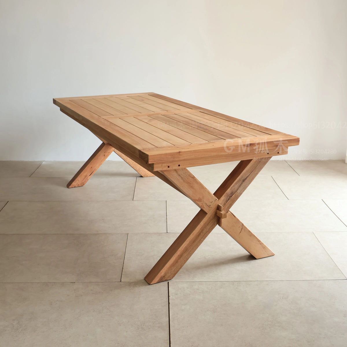 Old teak long table, outdoor Southeast Asian vintage square dining table, homestay hotel villa full solid wood conference table