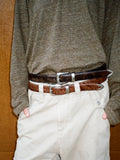 VLABMADE vintage old money style hand-polished distressed matte silver buckle belt * custom hardware top layer cowhide