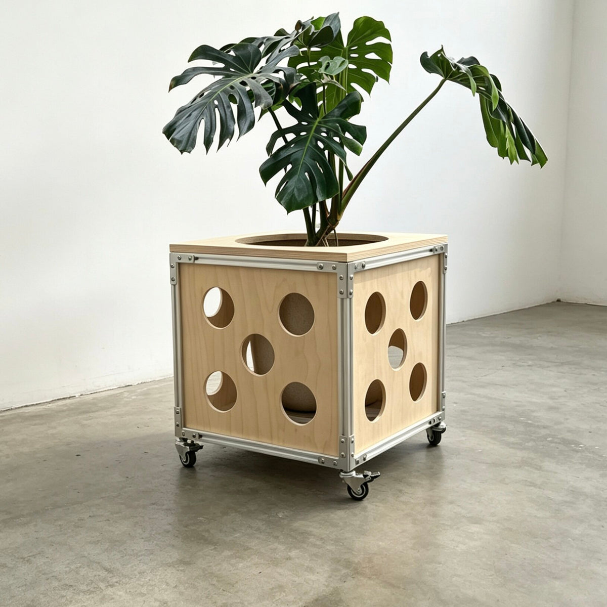 Creative aluminum profile flower stand Minimalist and high-value movable green plant shelf Coffee shop decorative flower holder