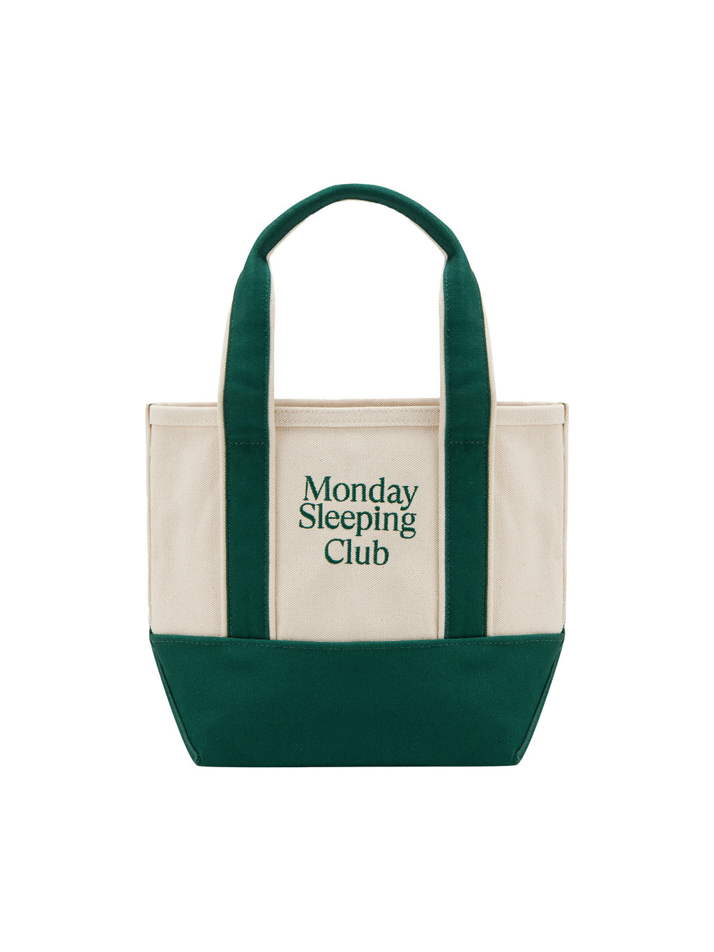 Monday Sleeping Club standard font graphic embroidery color-block tote bag