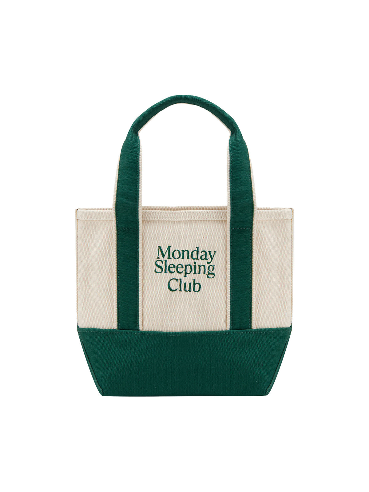 Monday Sleeping Club standard font graphic embroidery color-block tote bag