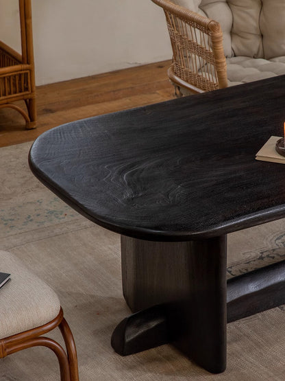 Whale Tea Table \ All-solid wood homestay creative tea table, Japanese wabi-sabi style tea room rectangular black table