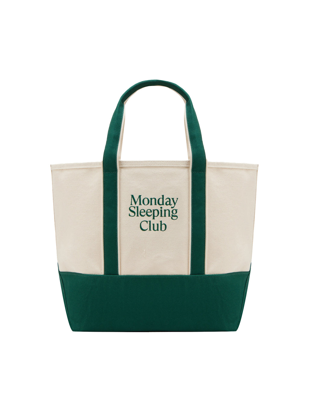 Monday Sleeping Club standard font graphic embroidery color-block tote bag