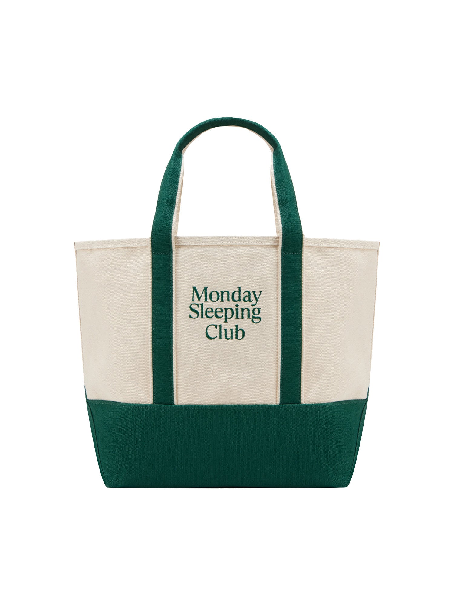Monday Sleeping Club standard font graphic embroidery color-block tote bag