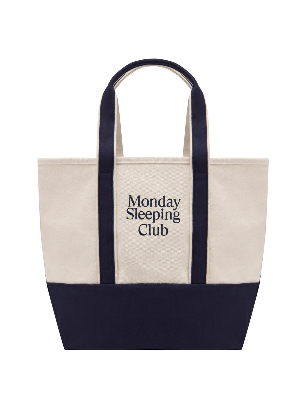 Monday Sleeping Club standard font graphic embroidery color-block tote bag