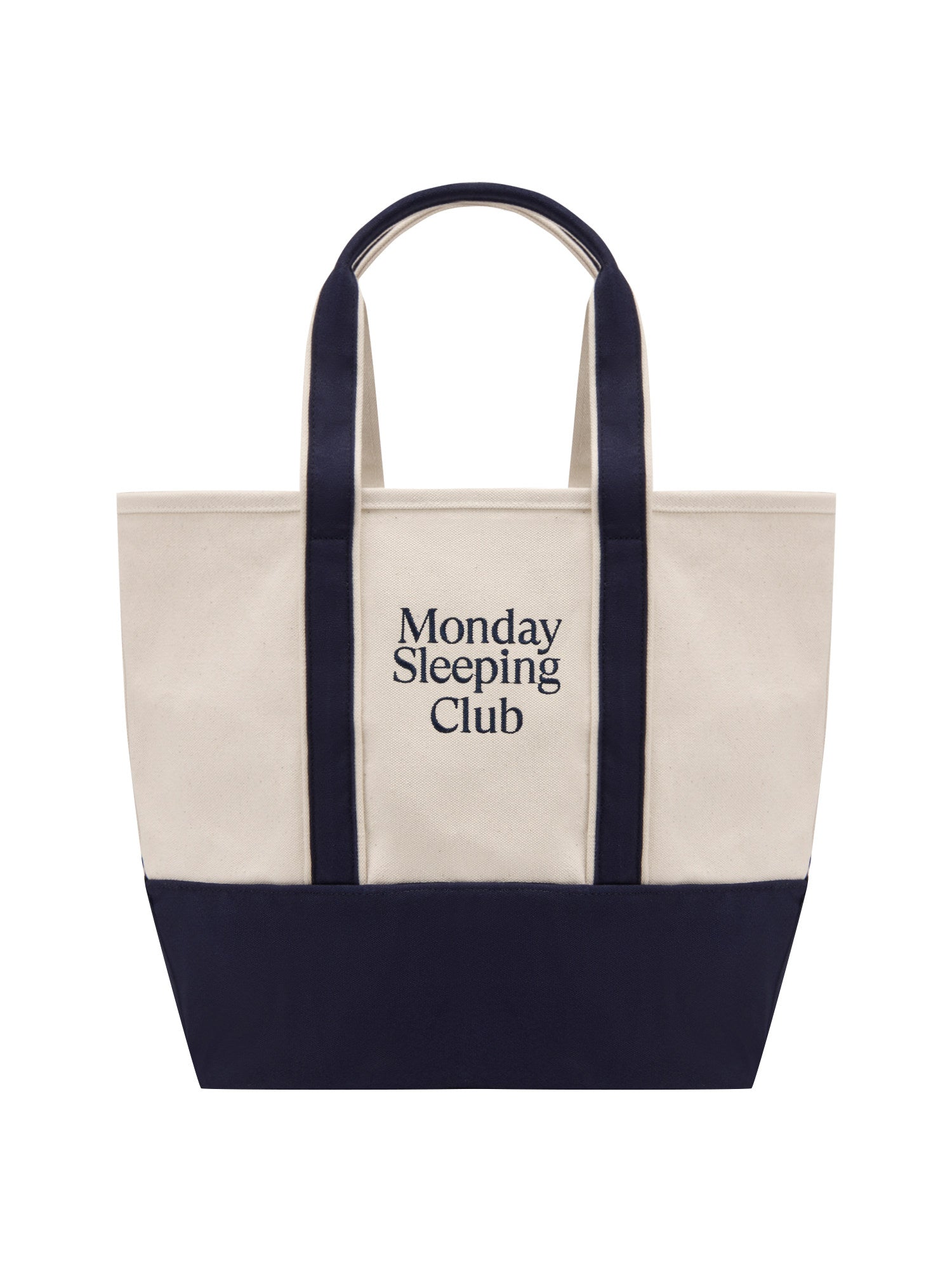 Monday Sleeping Club standard font graphic embroidery color-block tote bag