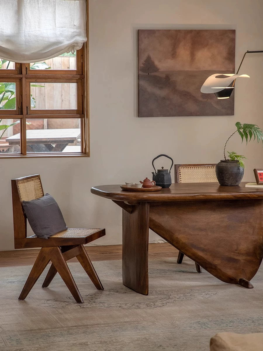 Calf Table \ Imported solid wood designer homestay creative dining table, vintage wabi-sabi style tea table workbench