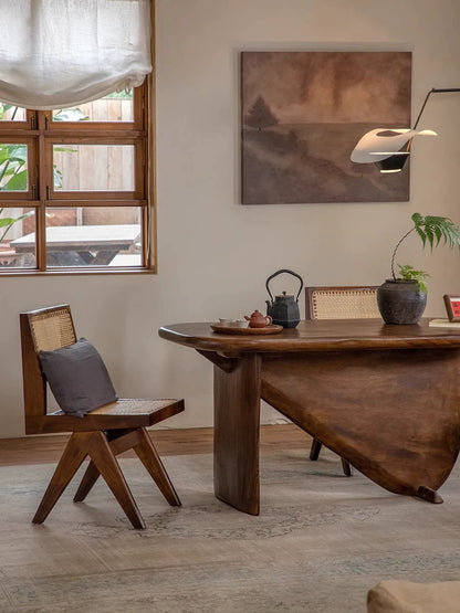 Calf Table \ Imported solid wood designer homestay creative dining table, vintage wabi-sabi style tea table workbench