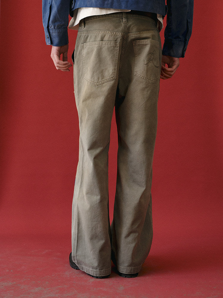 RECORDS INC. Speed Devil* Worn-out racing cargo pants Sage