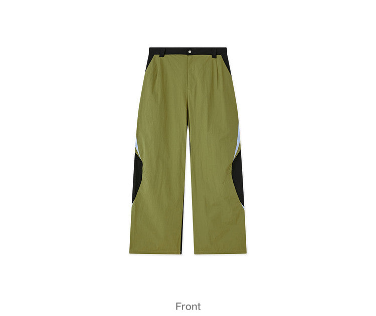 Stuffy & Crazy FMACM Curved Split Stitching Pleated Sports Nylon Pants