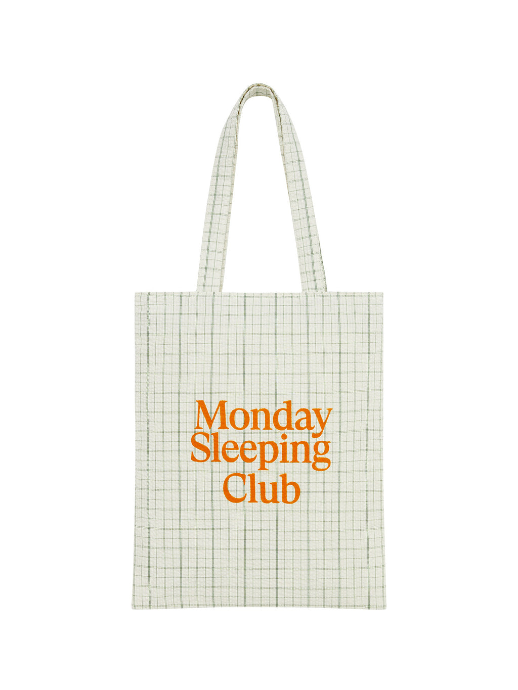 Monday Sleeping Club Standard font print vintage plaid tote bag