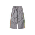Randomevent [Spring New] washed, nylon, wide-leg, pleated trousers, striped panels, high street wear
