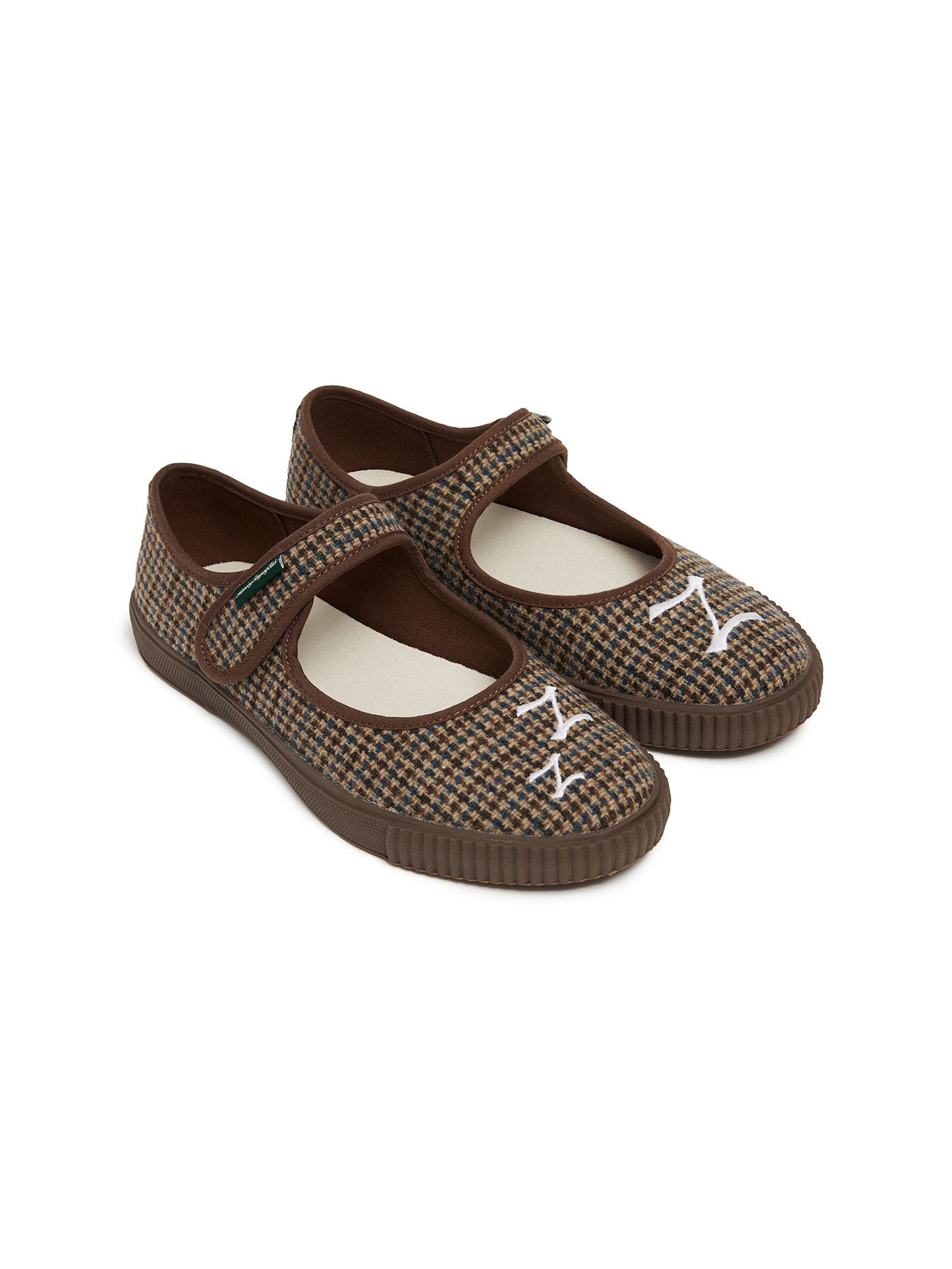 Monday Sleeping Club Sleep Academy Entering Dreams zzz font asymmetrical embroidered plaid Mary Jane shoes