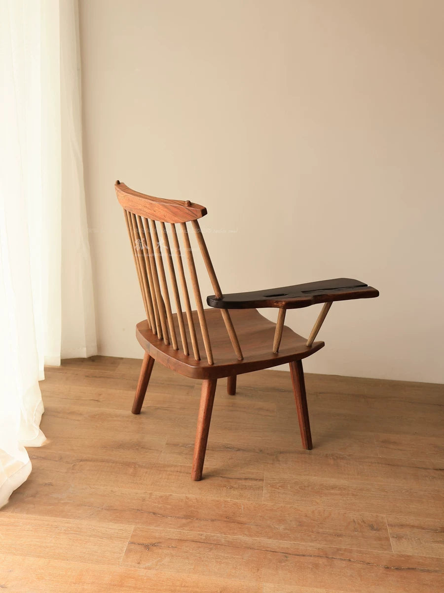 Nakajima George Lounge Chair Single Armchair Solid Wood Wabi-Sabi Style Leisure Chair for Small Home Apartments