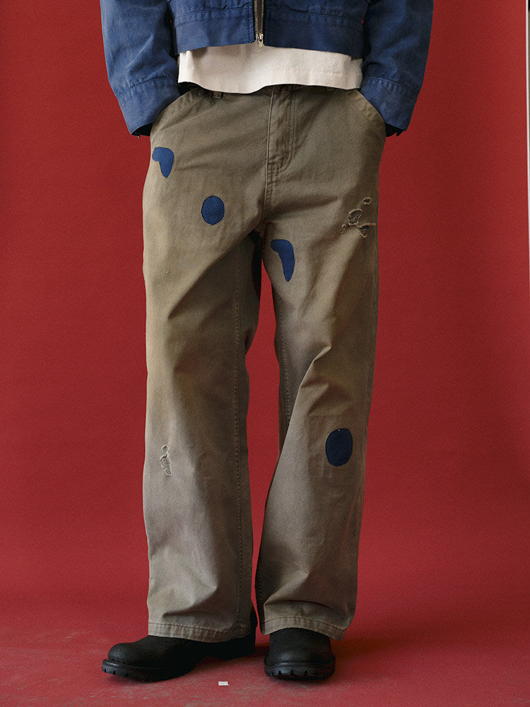 RECORDS INC. Speed Devil* Worn-out racing cargo pants Sage