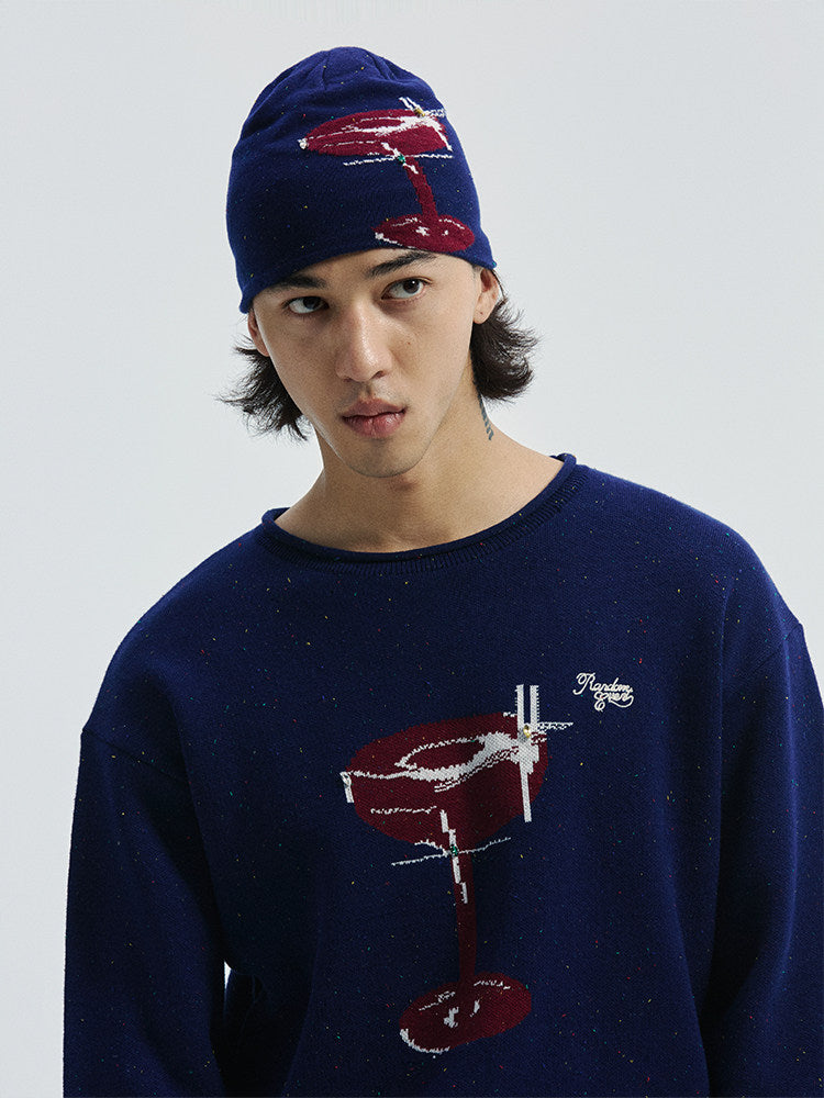 Sewn Diamond Wine Glass Colored Jacquard Sweater Fall 2025