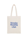 Monday Sleeping Club Standard font print vintage plaid tote bag