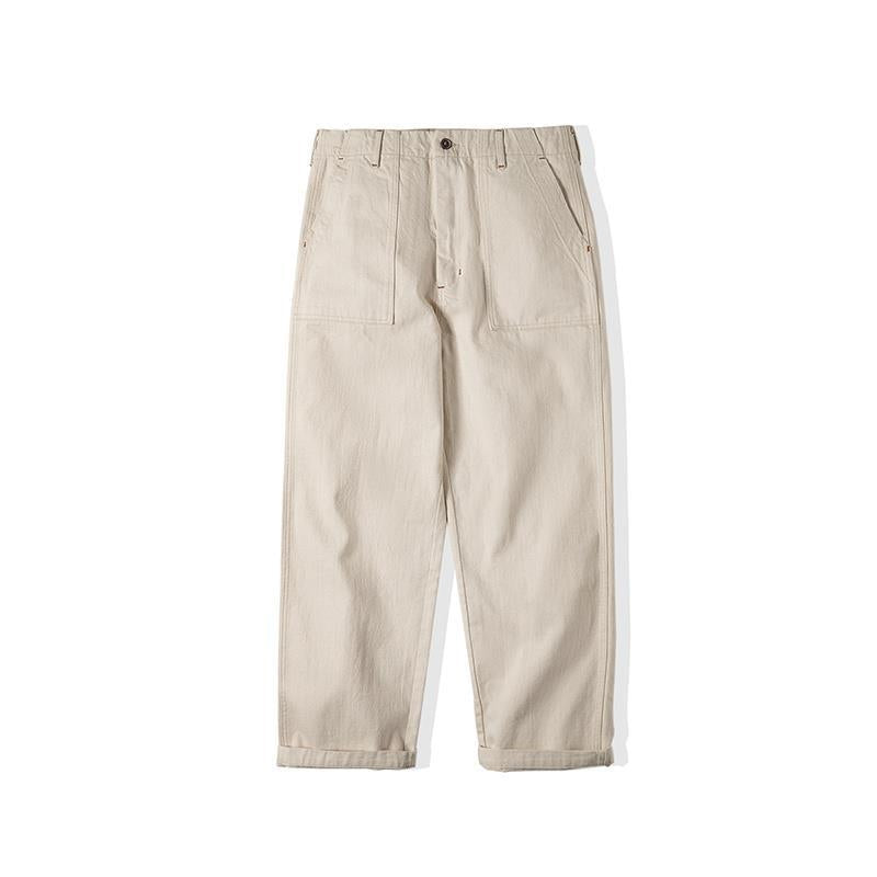 French hemp retro worker pants embryo white cottonseed shell American loose twill French Pant