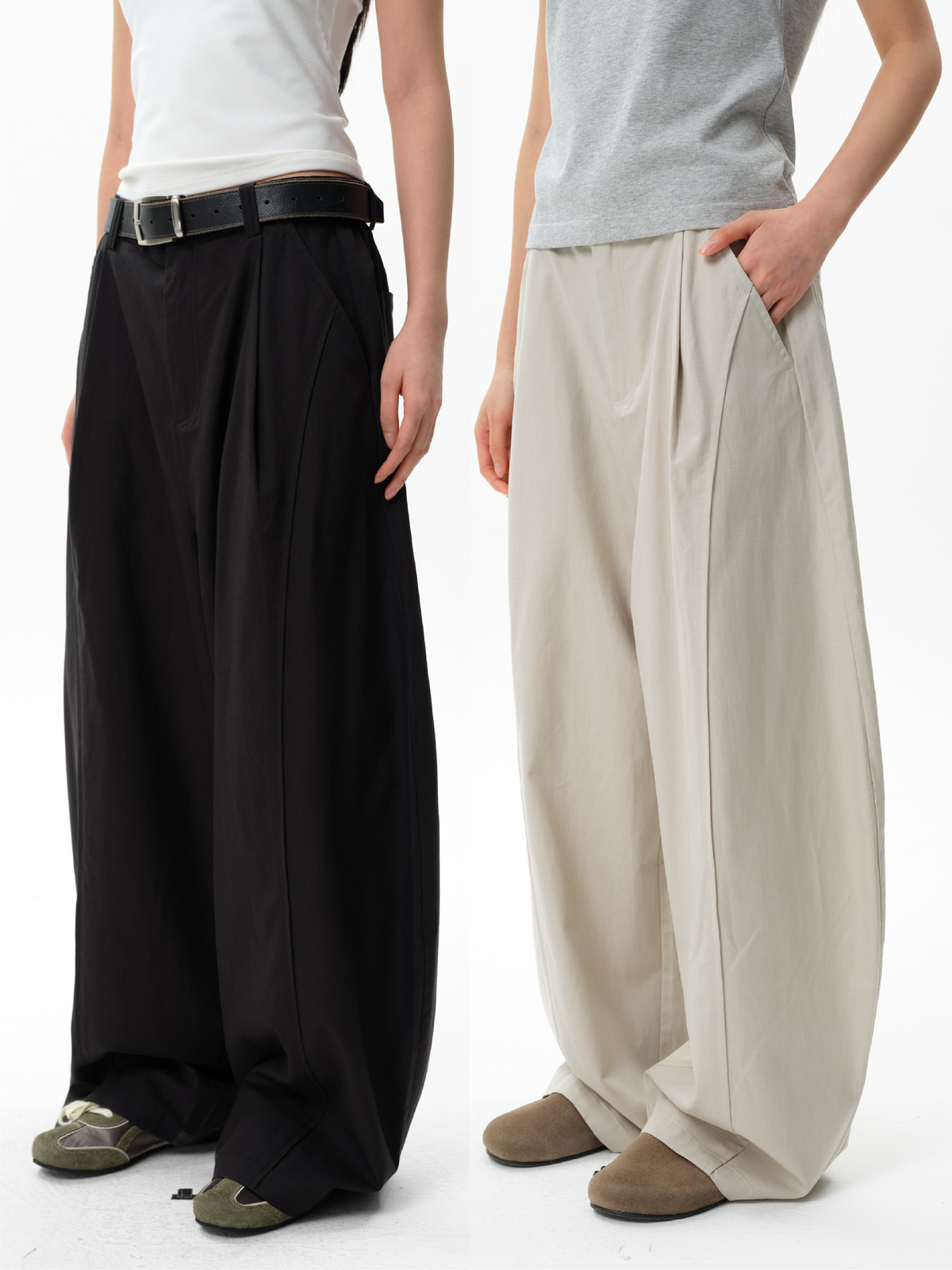 RoaringWild A Arch Lyocell Twill Cocoon-Cut Loose Curved Blade Pants Casual Pants