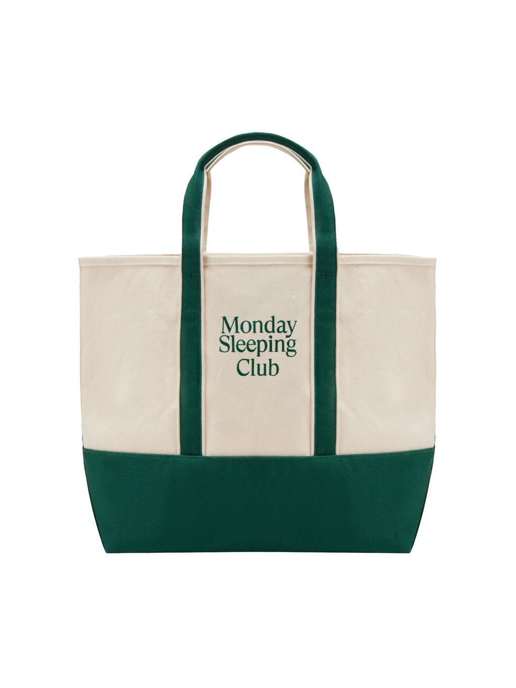 Monday Sleeping Club standard font graphic embroidery color-block tote bag