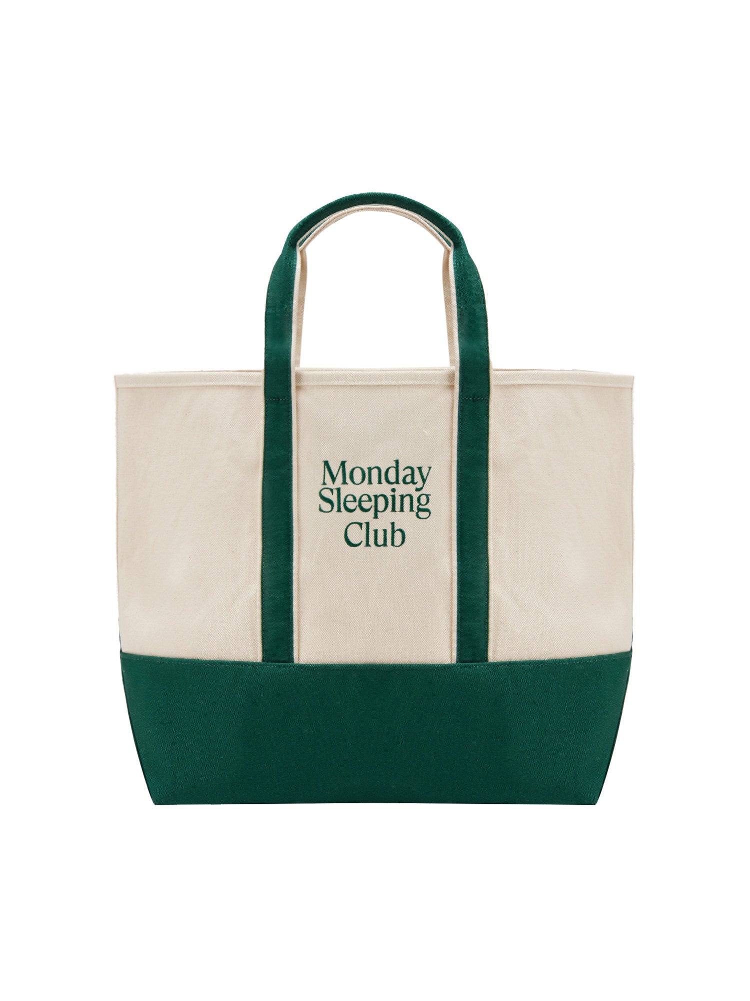 Monday Sleeping Club standard font graphic embroidery color-block tote bag