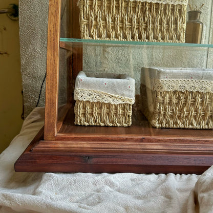 Vintage-style glass display cabinets