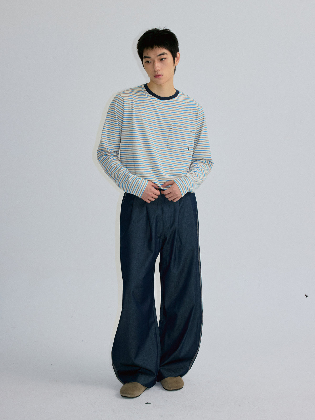 RoaringWild A Arch Roaring Beast draped wide-leg pants with scimitar design men's casual pants