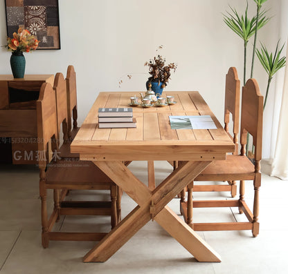 Vintage French Vintage Vintage Solid Wood Carved Dining Chair, Homestay Café Furniture, Romantic Backrest Chair