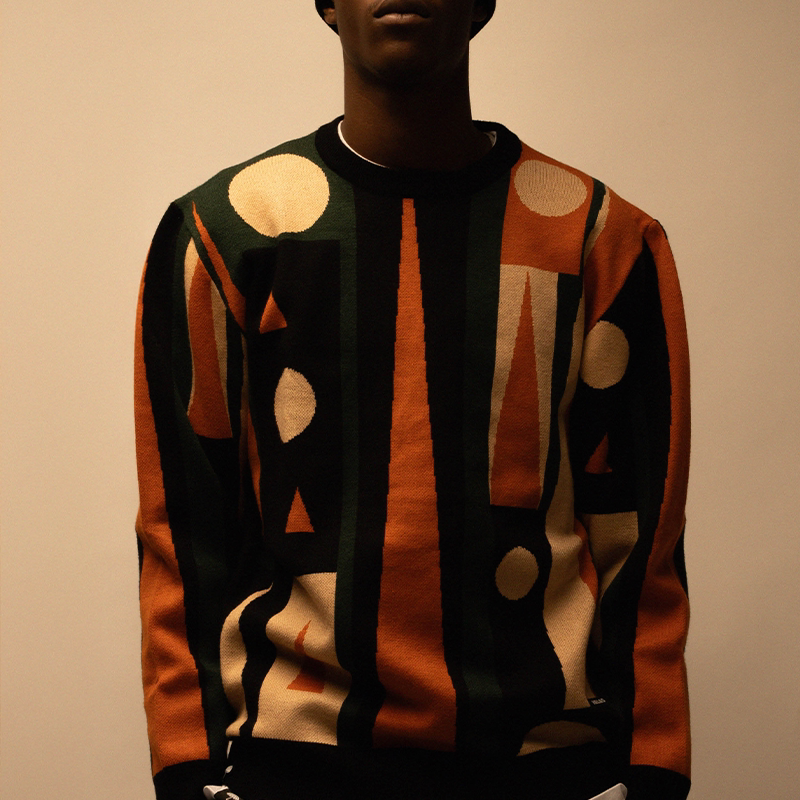 [France] HELAS 25WIN BACKGAMMON CREWNECK KNIT abstract geometric knitwear