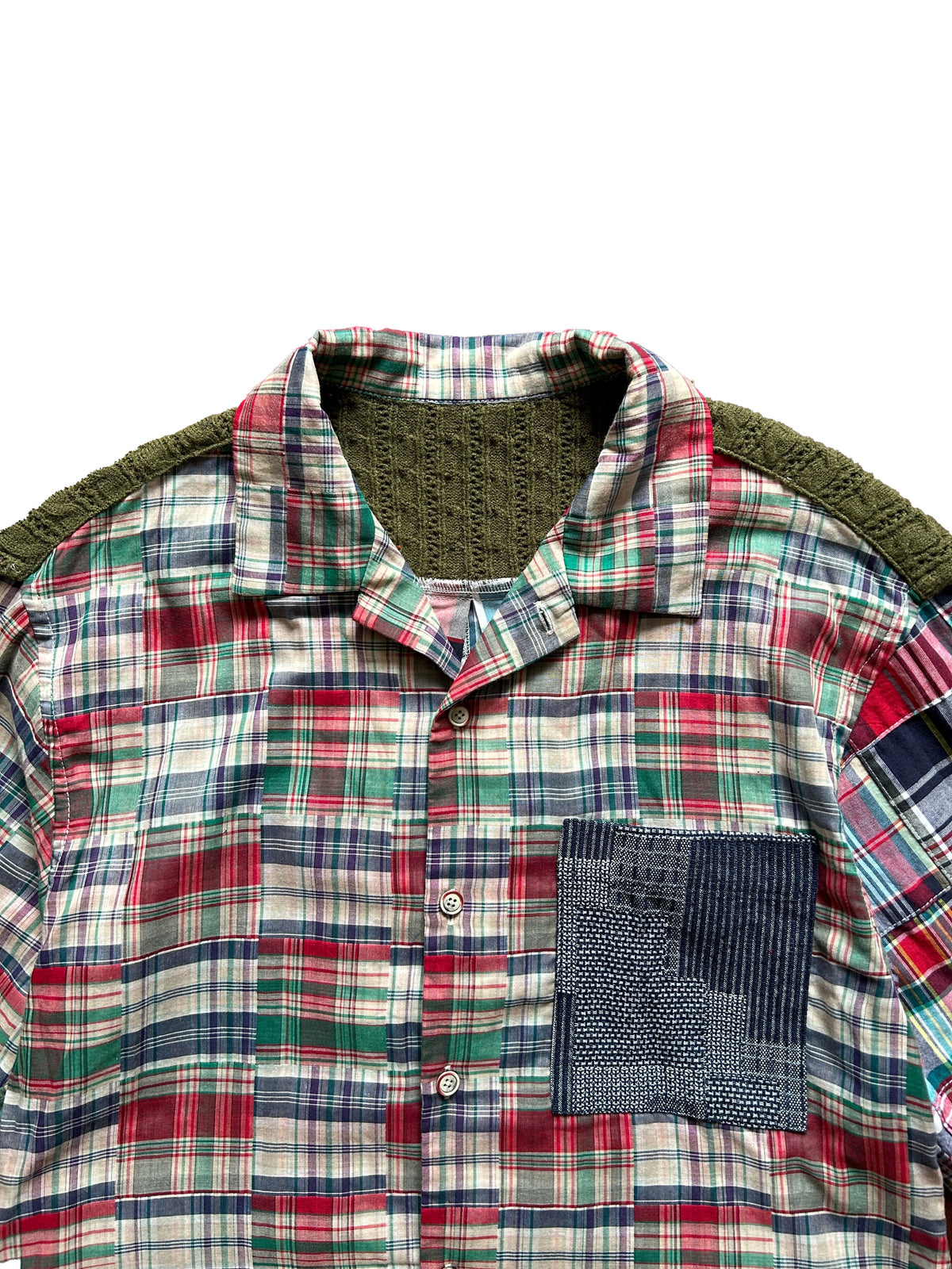 Yan L. Spliced Heavy Plaid Patchwork Long Sleeve Shirt