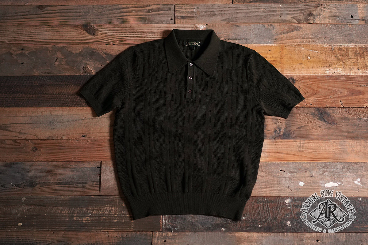 AnnualRing Annual Ring Tailor Lapel Knit Polo Shirt American Retro Casual Xinjiang Cotton Short Sleeve T-Shirt Summer
