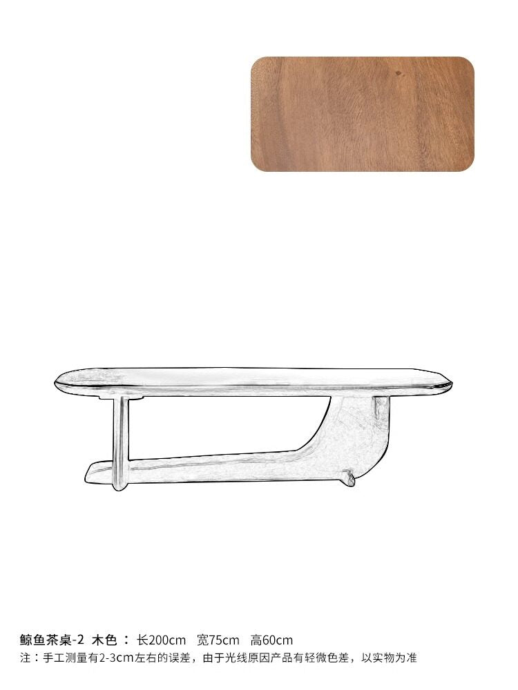 Whale Tea Table \ All-solid wood homestay creative tea table, Japanese wabi-sabi style tea room rectangular black table