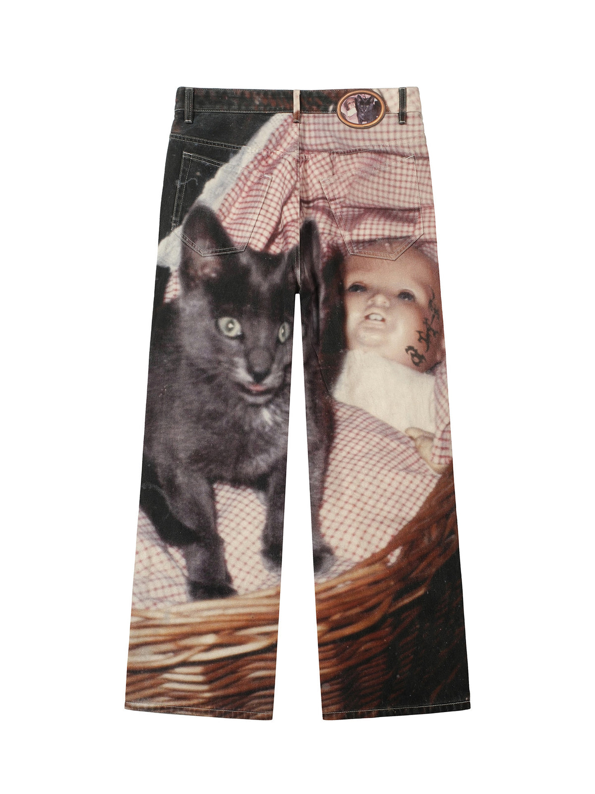 SONGAADON 26FW Cradle Cat Digital Print Jeans