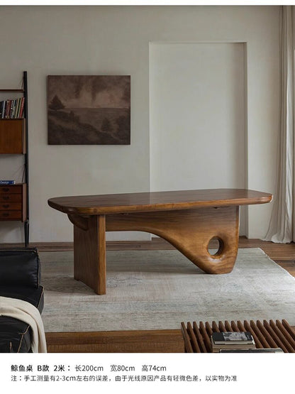 Whale Table\Vintage Wabi-Sabi Style Full Solid Wood Dining Table Designer Creative Homestay Tea Table Workbench Desk
