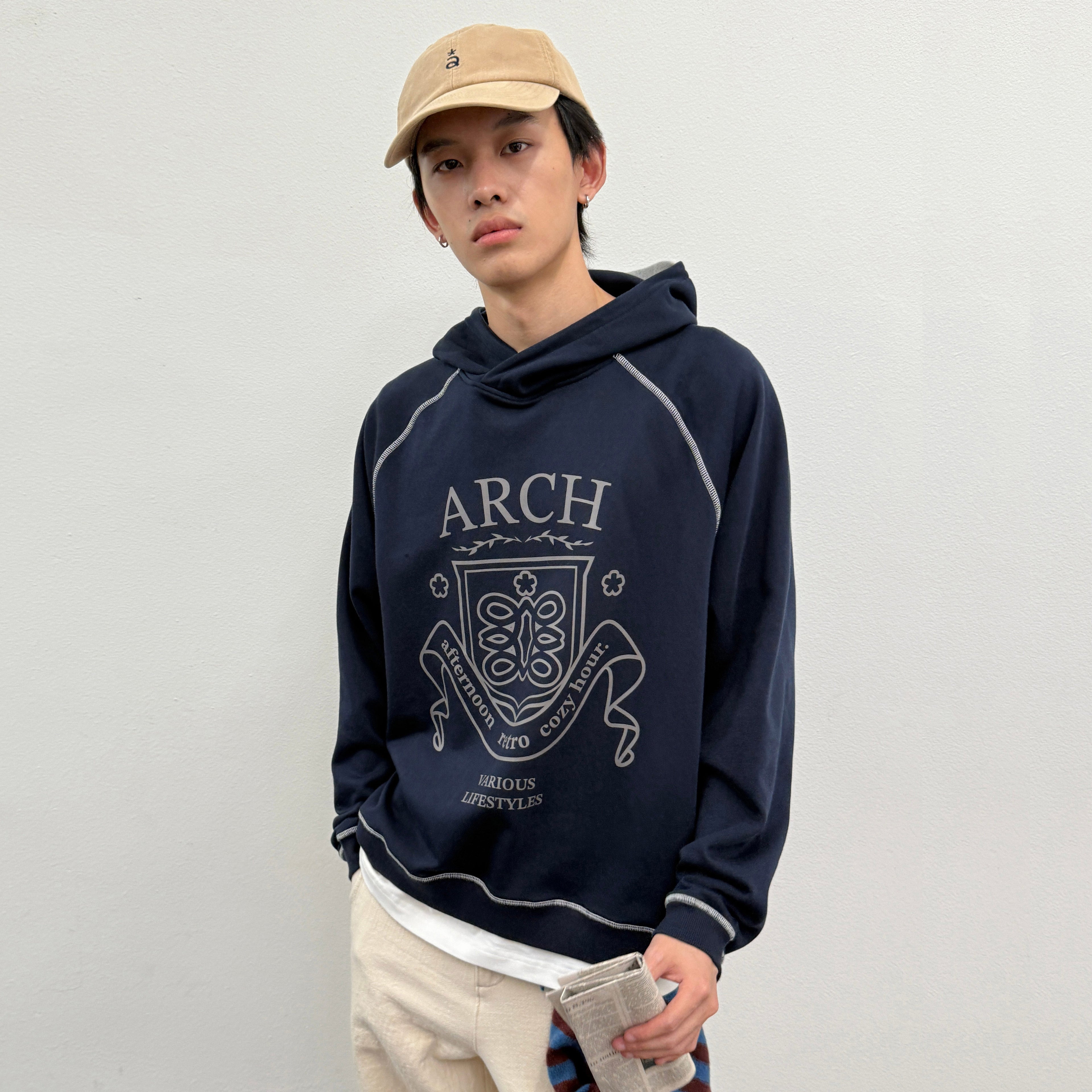 Roaringwild a Arch Beast gray loose printed top trendy American hoodie for men