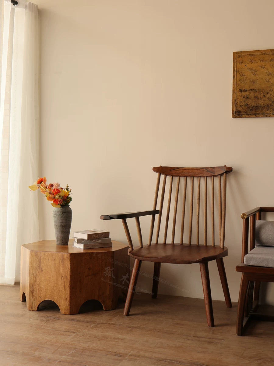 Wabi-sabi wind round table, imported solid wood living room, small apartment coffee table, creative retro Japanese side table, corner table