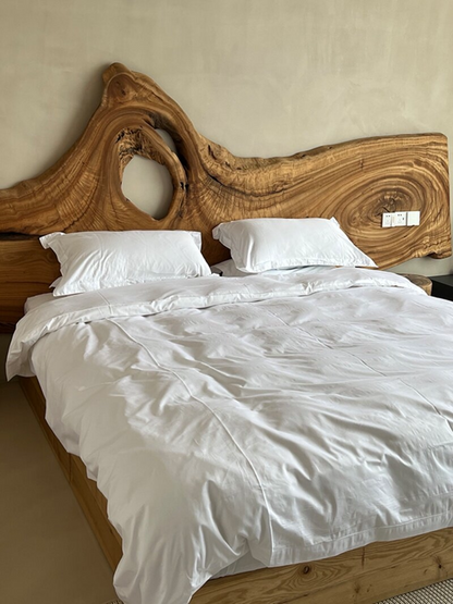 Wabi-sabi style solid wood king bed Japanese-style 1.8m double bed, 1.5m solid wood bed, homestay bedroom furniture