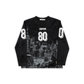 AVENUE&SON Avenue Son 2026 Black and White Two-Tone Mesh City Print Long-Sleeve Football T-Shirt