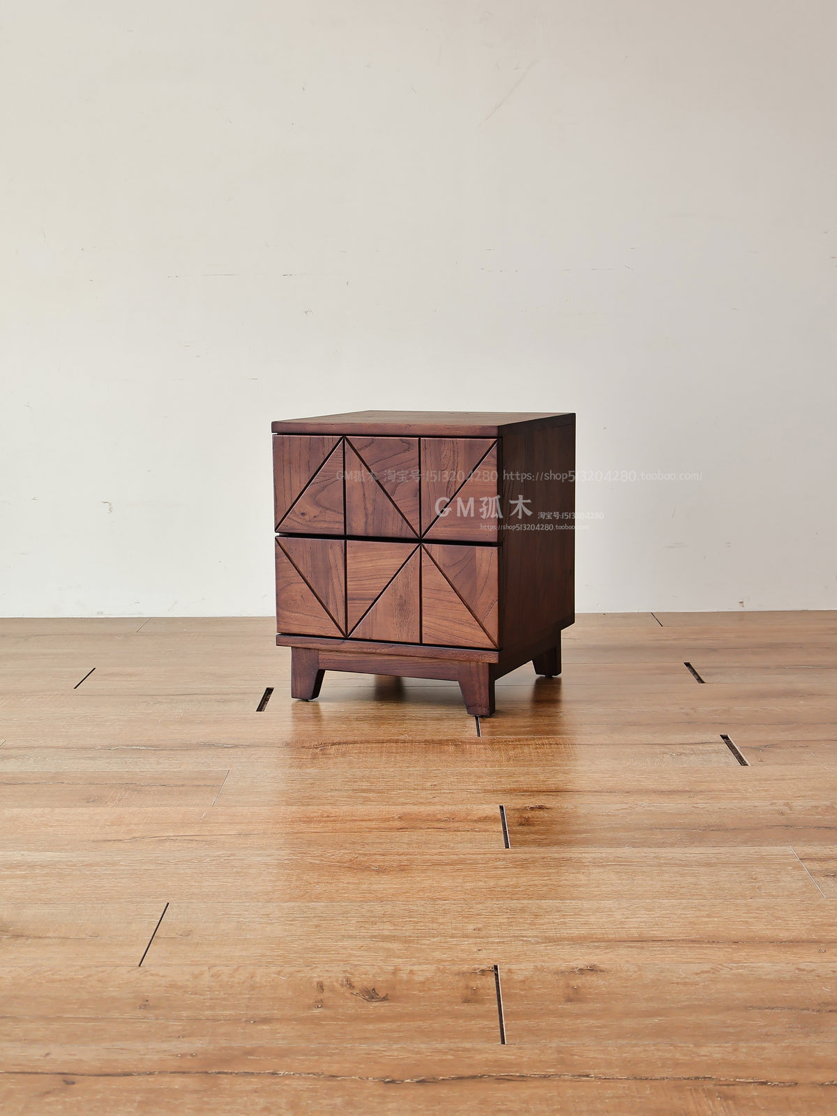 Black walnut nightstand, modern minimalist Nordic bedroom furniture, solid wood bedside cabinet, elm wood storage cabinet