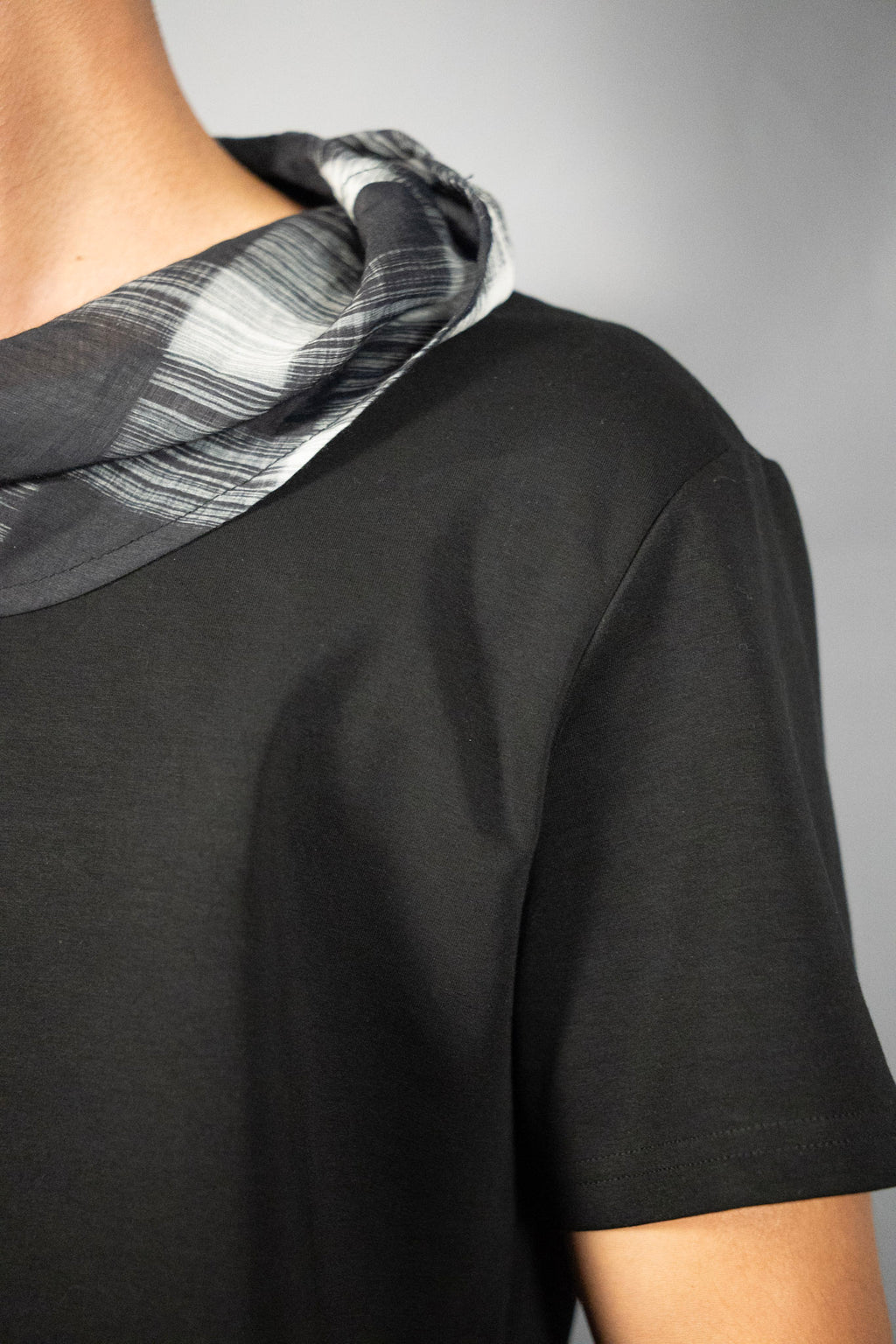 Stitched Scarf Tee Black